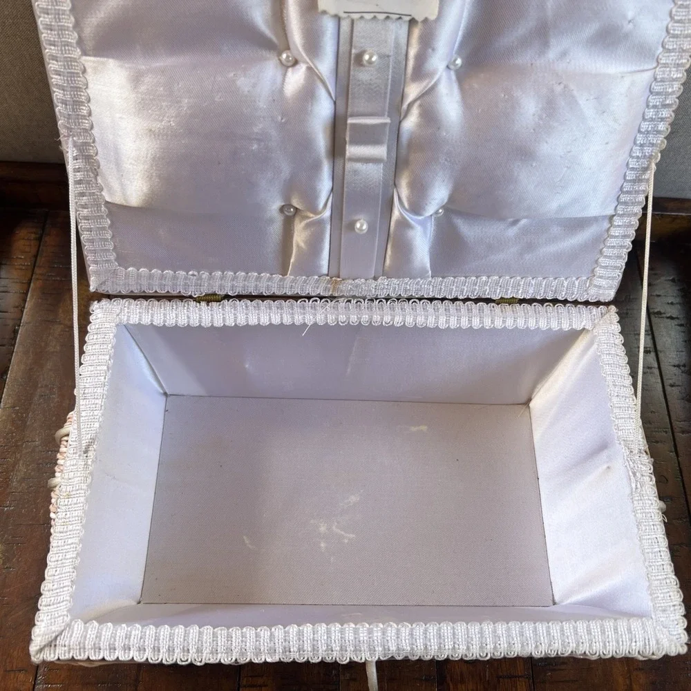 Vintage Singer Sewing Basket Rectangular Woven Wicker‎ Box w/ Handles